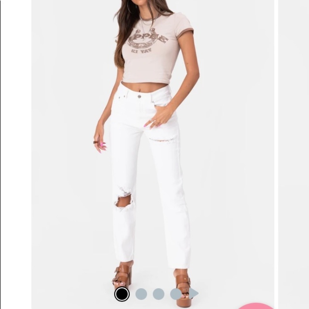 NWTs Adika Diego Ripped Cropped White Mom Jean Sz M